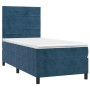 Cama box spring colchón y LED terciopelo azul oscuro 90x190 cm de , Camas y somieres - Ref: Foro24-3136159, Precio: 362,24 €,...