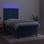 Box spring bed with mattress and LED dark blue velvet 90x190 cm by , Beds and slatted bases - Ref: Foro24-3136159, Price: 368...