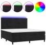 Cama box spring colchón y LED terciopelo negro 180x200 cm de , Camas y somieres - Ref: Foro24-3136199, Precio: 658,91 €, Desc...