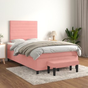 Box spring bed with pink velvet mattress 120x200 cm by , Beds and slatted bases - Ref: Foro24-3137898, Price: 472,88 €, Disco...