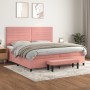 Box spring bed with pink velvet mattress 200x200 cm by , Beds and slatted bases - Ref: Foro24-3137928, Price: 620,99 €, Disco...