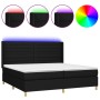 Cama box spring colchón y luces LED tela negro 200x200 cm de , Camas y somieres - Ref: Foro24-3138983, Precio: 728,55 €, Desc...