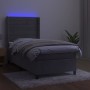 Box spring bed with mattress and LED light gray velvet 90x200 cm by , Beds and slatted bases - Ref: Foro24-3139601, Price: 36...