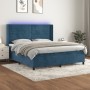 Box spring bed with mattress and LED velvet dark blue 180x200 cm by , Beds and slatted bases - Ref: Foro24-3139641, Price: 59...