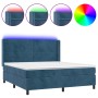 Box spring bed with mattress and LED velvet dark blue 180x200 cm by , Beds and slatted bases - Ref: Foro24-3139641, Price: 59...