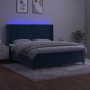 Box spring bed with mattress and LED velvet dark blue 180x200 cm by , Beds and slatted bases - Ref: Foro24-3139641, Price: 59...