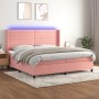 Cama box spring colchón y LED terciopelo rosa 200x200 cm de , Camas y somieres - Ref: Foro24-3139648, Precio: 642,35 €, Descu...