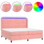 Cama box spring colchón y LED terciopelo rosa 200x200 cm de , Camas y somieres - Ref: Foro24-3139648, Precio: 642,35 €, Descu...