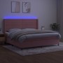 Cama box spring colchón y LED terciopelo rosa 200x200 cm de , Camas y somieres - Ref: Foro24-3139648, Precio: 642,35 €, Descu...