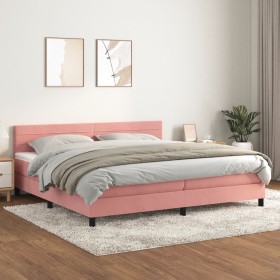 Box spring bed with pink velvet mattress 200x200 cm by , Beds and slatted bases - Ref: Foro24-3141388, Price: 548,71 €, Disco...