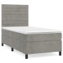 Box spring bed with light gray velvet mattress 90x190 cm by , Beds and slatted bases - Ref: Foro24-3143061, Price: 339,76 €, ...