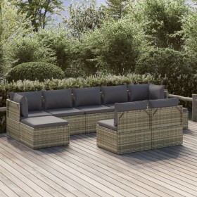 9-teiliges Gartenmöbel-Set und graue synthetische Rattankissen von , Gartensets - Ref: Foro24-3157341, Preis: 810,99 €, Rabat...