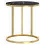 Mesa auxiliar vidrio templado mármol negro y dorado 45 cm de , Mesas auxiliares - Ref: Foro24-331663, Precio: 47,24 €, Descue...