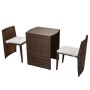 Garden bistro table and chairs 3 pcs and brown poly rattan cushions by vidaXL, Garden sets - Ref: Foro24-42881, Price: 170,63...