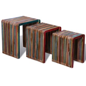 Stackable table set 3 units colored recycled teak by , Side tables - Ref: Foro24-241717, Price: 205,99 €, Discount: %