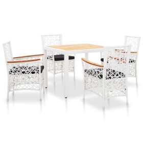 5-Piece White Synthetic Rattan Garden Dining Set by , Garden sets - Ref: Foro24-45998, Price: 830,99 €, Discount: %