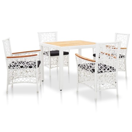 Juego de comedor de jardín 5 piezas ratán sintético blanco de , Conjuntos de jardín - Ref: Foro24-45998, Precio: 830,99 €, De...