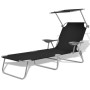 Sun lounger with black steel awning by vidaXL, Loungers - Ref: Foro24-42932, Price: 91,74 €, Discount: %