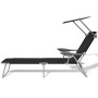 Sun lounger with black steel awning by vidaXL, Loungers - Ref: Foro24-42932, Price: 91,74 €, Discount: %