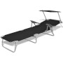 Sun lounger with black steel awning by vidaXL, Loungers - Ref: Foro24-42932, Price: 91,74 €, Discount: %