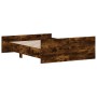 Estructura de cama con cabecero piecero roble ahumado 135x190cm de , Camas y somieres - Ref: Foro24-3203793, Precio: 141,79 €...