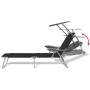 Sun lounger with black steel awning by vidaXL, Loungers - Ref: Foro24-42932, Price: 91,74 €, Discount: %