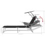 Sun lounger with black steel awning by vidaXL, Loungers - Ref: Foro24-42932, Price: 91,74 €, Discount: %