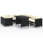 Set de muebles de jardín 9 pzas y cojines ratán sintético negro de , Conjuntos de jardín - Ref: Foro24-3059799, Precio: 529,9...