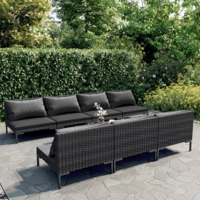 Gartensofa-Set 8-teilig mit dunkelgrauen synthetischen Rattankissen von , Gartensets - Ref: Foro24-3099796, Preis: 509,99 €, ...