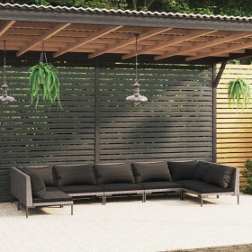 Gartensofas 7-teilig und Kissen dunkelgraues synthetisches Rattan von , Gartensets - Ref: Foro24-3099920, Preis: 525,08 €, Ra...