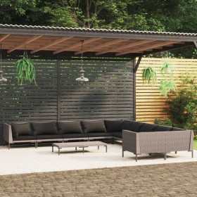 Garden sofas 11 pieces and cushions dark gray synthetic rattan by , Garden sets - Ref: Foro24-3099915, Price: 875,33 €, Disco...