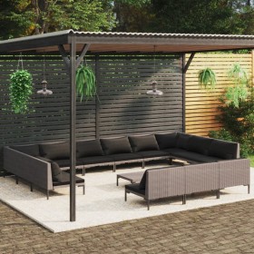 Gartenmöbel 14 Stück und Kissen dunkelgraues synthetisches Rattan von , Gartensets - Ref: Foro24-3099941, Preis: 951,99 €, Ra...