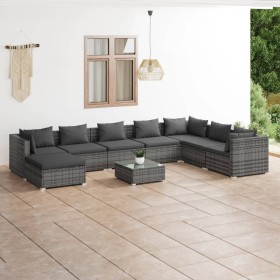 9-piece garden furniture set and gray synthetic rattan cushions by , Garden sets - Ref: Foro24-3101869, Price: 861,99 €, Disc...