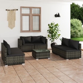 7-teiliges Gartenmöbel-Set und graue synthetische Rattankissen von , Gartensets - Ref: Foro24-3102229, Preis: 741,99 €, Rabat...