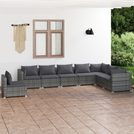 8-teiliges Gartenmöbel-Set und graue synthetische Rattankissen von , Gartensets - Ref: Foro24-3102373, Preis: 921,57 €, Rabat...