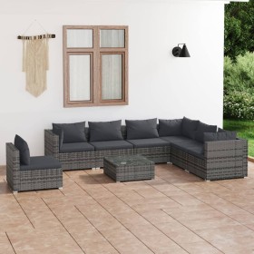 Set de muebles de jardín 8 pzas y cojines ratán sintético gris de , Conjuntos de jardín - Ref: Foro24-3102365, Precio: 816,99...