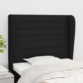 Cabecero con orejas de tela negro 93x23x118/128 cm de , Cabeceros y pies de cama - Ref: Foro24-3118080, Precio: 73,04 €, Desc...