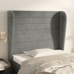 Cabecero con orejas de terciopelo gris claro 93x23x118/128 cm de , Cabeceros y pies de cama - Ref: Foro24-3118132, Precio: 78...