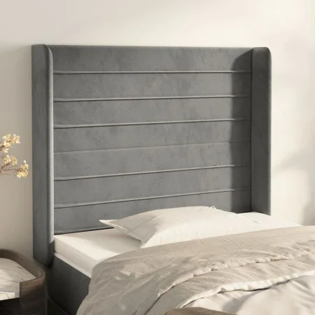 Cabecero con orejas de terciopelo gris claro 93x16x118/128 cm de , Cabeceros y pies de cama - Ref: Foro24-3119756, Precio: 57...