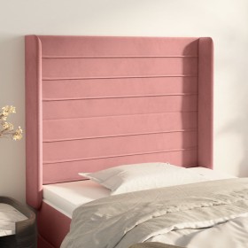 Cabecero con orejas de terciopelo rosa 93x16x118/128 cm de , Cabeceros y pies de cama - Ref: Foro24-3119761, Precio: 77,21 €,...