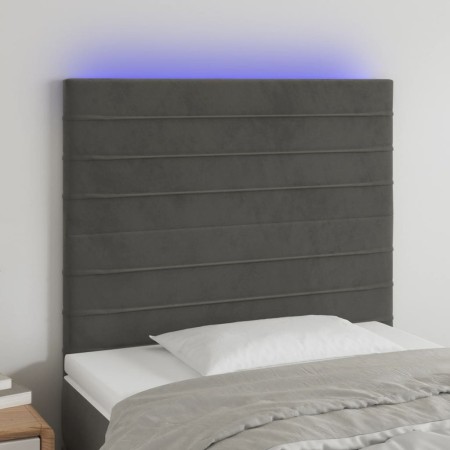 Cabecero con luces LED terciopelo gris oscuro 90x5x118/128 cm de , Cabeceros y pies de cama - Ref: Foro24-3122601, Precio: 74...