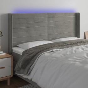 Light gray velvet headboard with LED 183x16x118/128 cm by , Headboards and footboards - Ref: Foro24-3124248, Price: 143,07 €,...