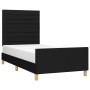 Estructura de cama con cabecero de tela negro 90x200 cm de , Camas y somieres - Ref: Foro24-3125108, Precio: 134,19 €, Descue...