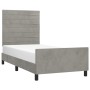 Light gray velvet bed frame with headboard 90x200 cm by , Beds and slatted bases - Ref: Foro24-3125794, Price: 139,77 €, Disc...