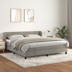 Box spring bed with light gray velvet mattress 180x200 cm by , Beds and slatted bases - Ref: Foro24-3127565, Price: 543,99 €,...