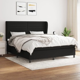 Cama box spring con colchón tela negro 180x200 cm de , Camas y somieres - Ref: Foro24-3128063, Precio: 650,99 €, Descuento: %