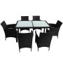 Set comedor de jardín 7 piezas y cojines ratán sintético negro de vidaXL, Conjuntos de jardín - Ref: Foro24-43120, Precio: 48...