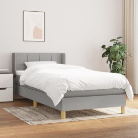 Cama box spring con colchón tela gris claro 80x200 cm de , Camas y somieres - Ref: Foro24-3130225, Precio: 297,27 €, Descuent...