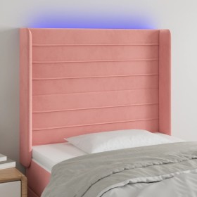 Pink velvet headboard with LED 93x16x118/128 cm by , Headboards and footboards - Ref: Foro24-3124229, Price: 81,82 €, Discoun...