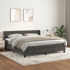 Box spring bed with dark gray velvet mattress 180x200 cm by , Beds and slatted bases - Ref: Foro24-3131034, Price: 534,71 €, ...